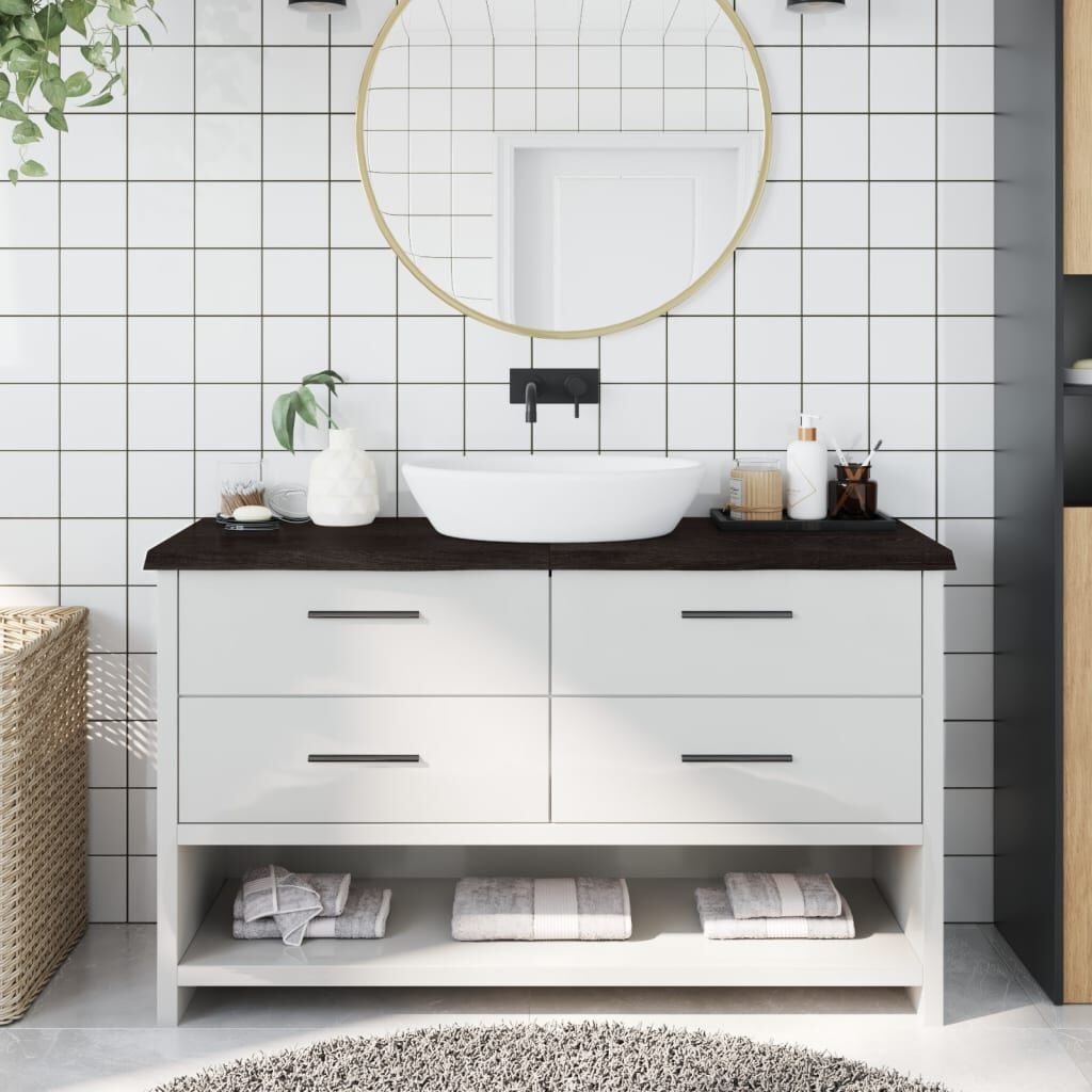 Bathroom Countertop Dark Brown 140x30x4 cm Treated Solid Wood Bathroom Countertop Dark Brown 140x30x4 cm Treated Solid Wood