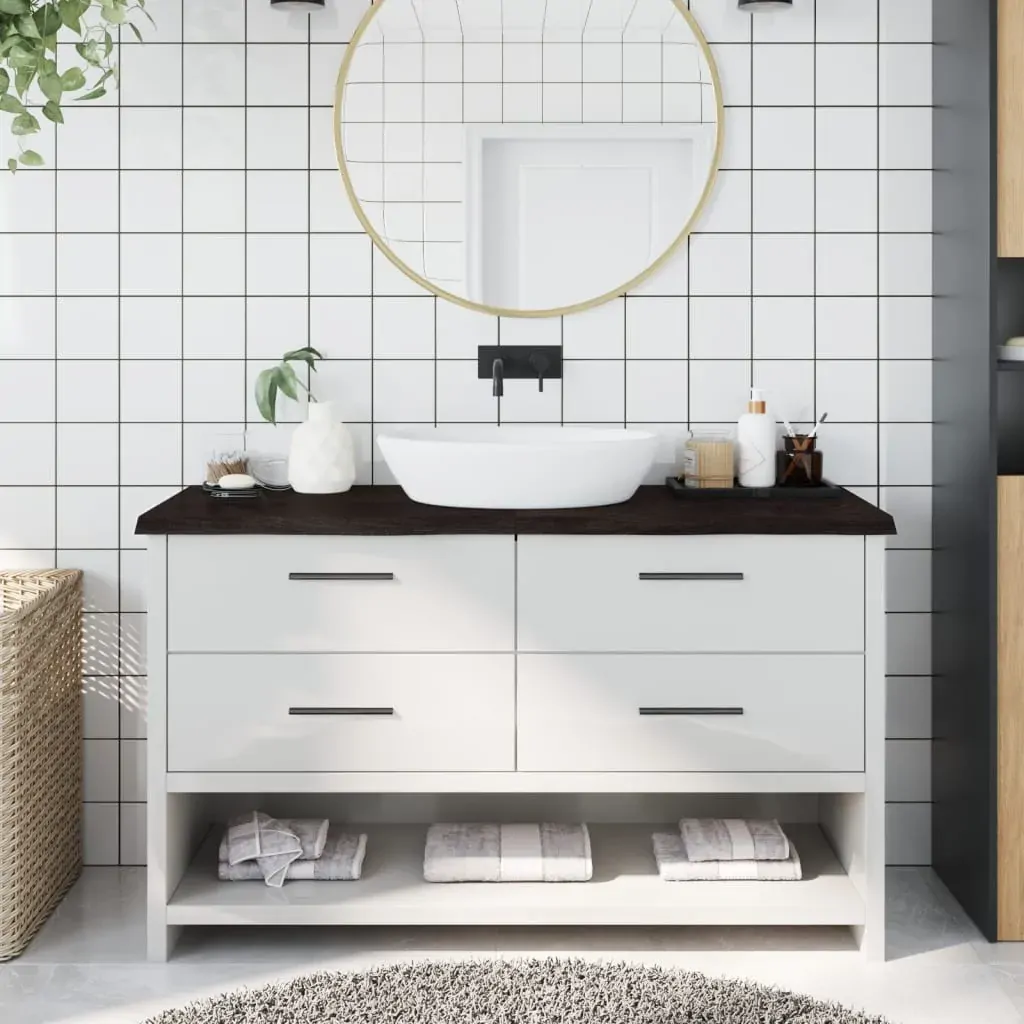Bathroom Countertop Dark Brown 140x40x4 cm Treated Solid Wood Bathroom Countertop Dark Brown 140x40x4 cm Treated Solid Wood