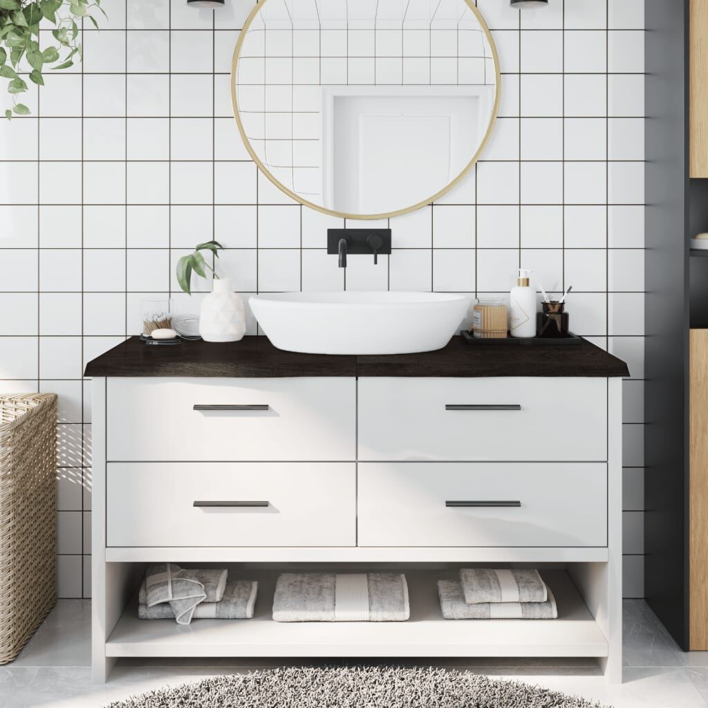 Bathroom Countertop Dark Brown 140x60x4 cm Treated Solid Wood Bathroom Countertop Dark Brown 140x60x4 cm Treated Solid Wood
