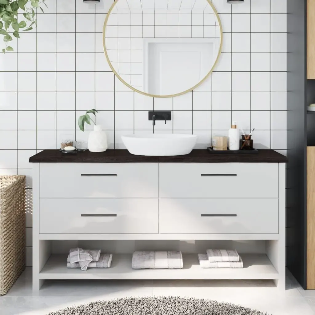Bathroom Countertop Dark Brown 160x40x4 cm Treated Solid Wood Bathroom Countertop Dark Brown 160x40x4 cm Treated Solid Wood