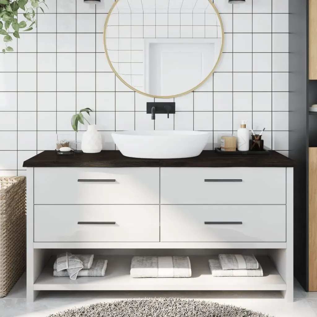 Bathroom Countertop Dark Brown 160x50x4 cm Treated Solid Wood Bathroom Countertop Dark Brown 160x50x4 cm Treated Solid Wood