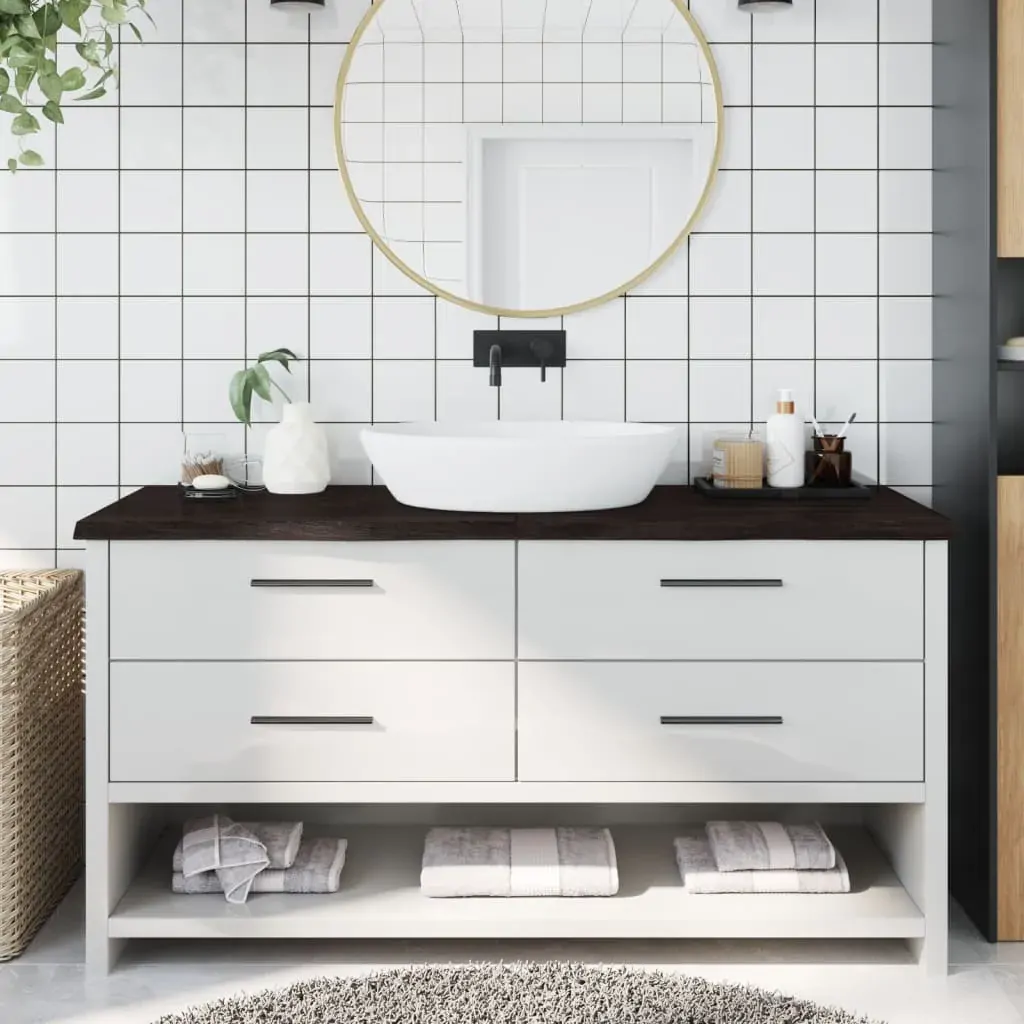 Bathroom Countertop Dark Brown 160x60x4 cm Treated Solid Wood Bathroom Countertop Dark Brown 160x60x4 cm Treated Solid Wood