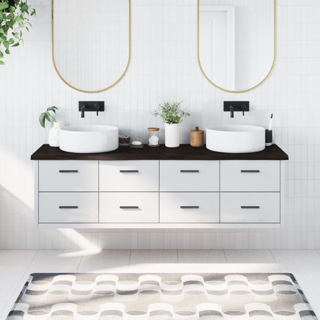 Bathroom Countertop Dark Brown 180x50x4 cm Treated Solid Wood Bathroom Countertop Dark Brown 180x50x4 cm Treated Solid Wood
