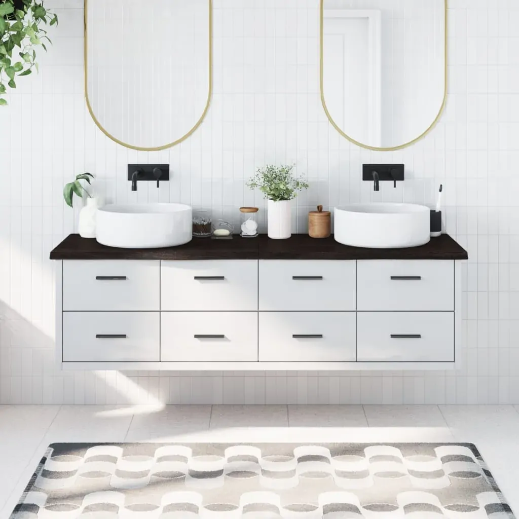 Bathroom Countertop Dark Brown 180x60x4 cm Treated Solid Wood Bathroom Countertop Dark Brown 180x60x4 cm Treated Solid Wood