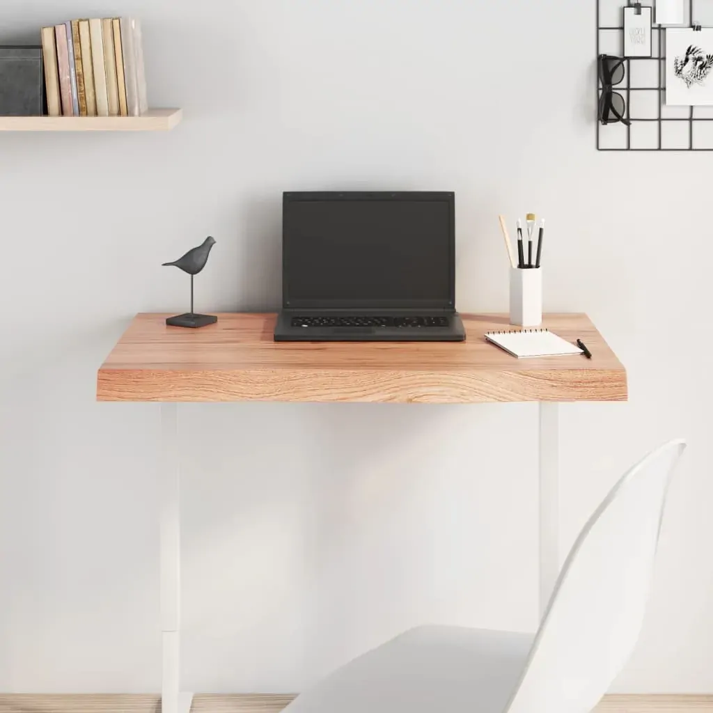 Table Top Light Brown 80x40x6 cm Treated Solid Wood Oak Table Top Light Brown 80x40x6 cm Treated Solid Wood Oak