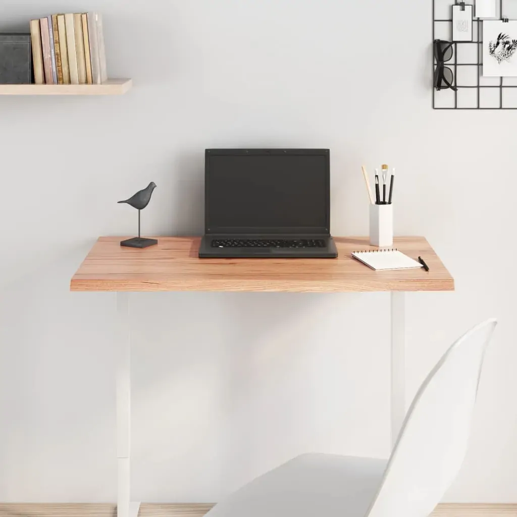 Table Top Light Brown 80x50x2 cm Treated Solid Wood Oak Table Top Light Brown 80x50x2 cm Treated Solid Wood Oak