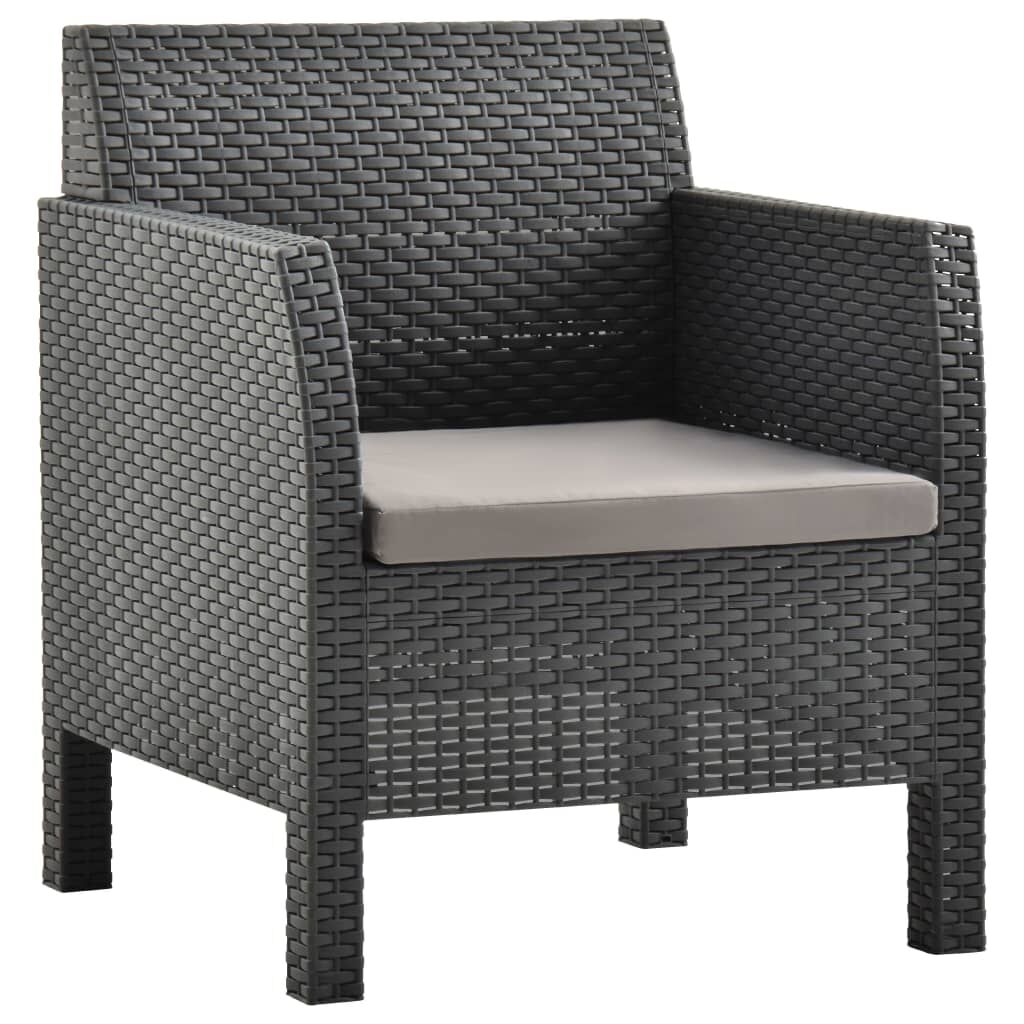 Garden Chair with Cushion PP Rattan Anthracite Garden Chair with Cushion PP Rattan Anthracite