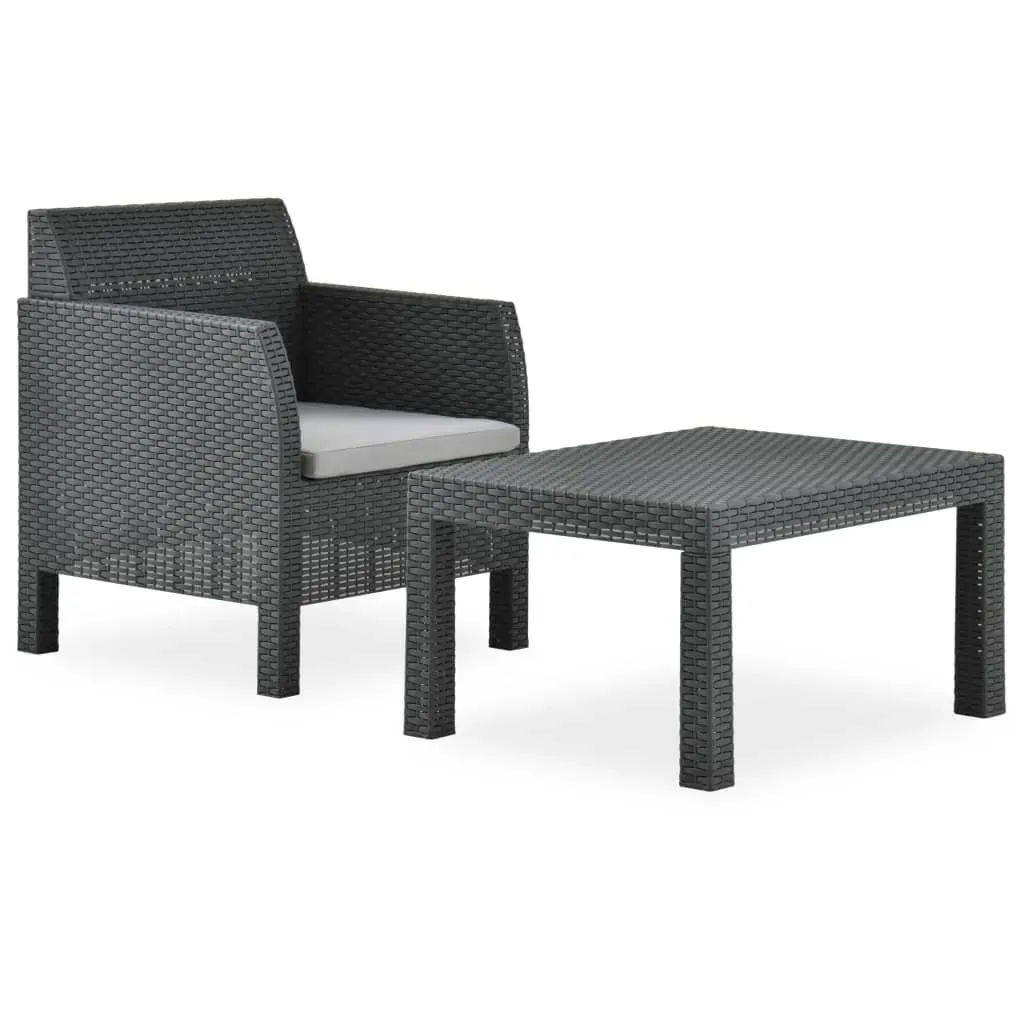 2 Piece Garden Lounge Set with Cushion Rattan Anthracite 2 Piece Garden Lounge Set with Cushion Rattan Anthracite
