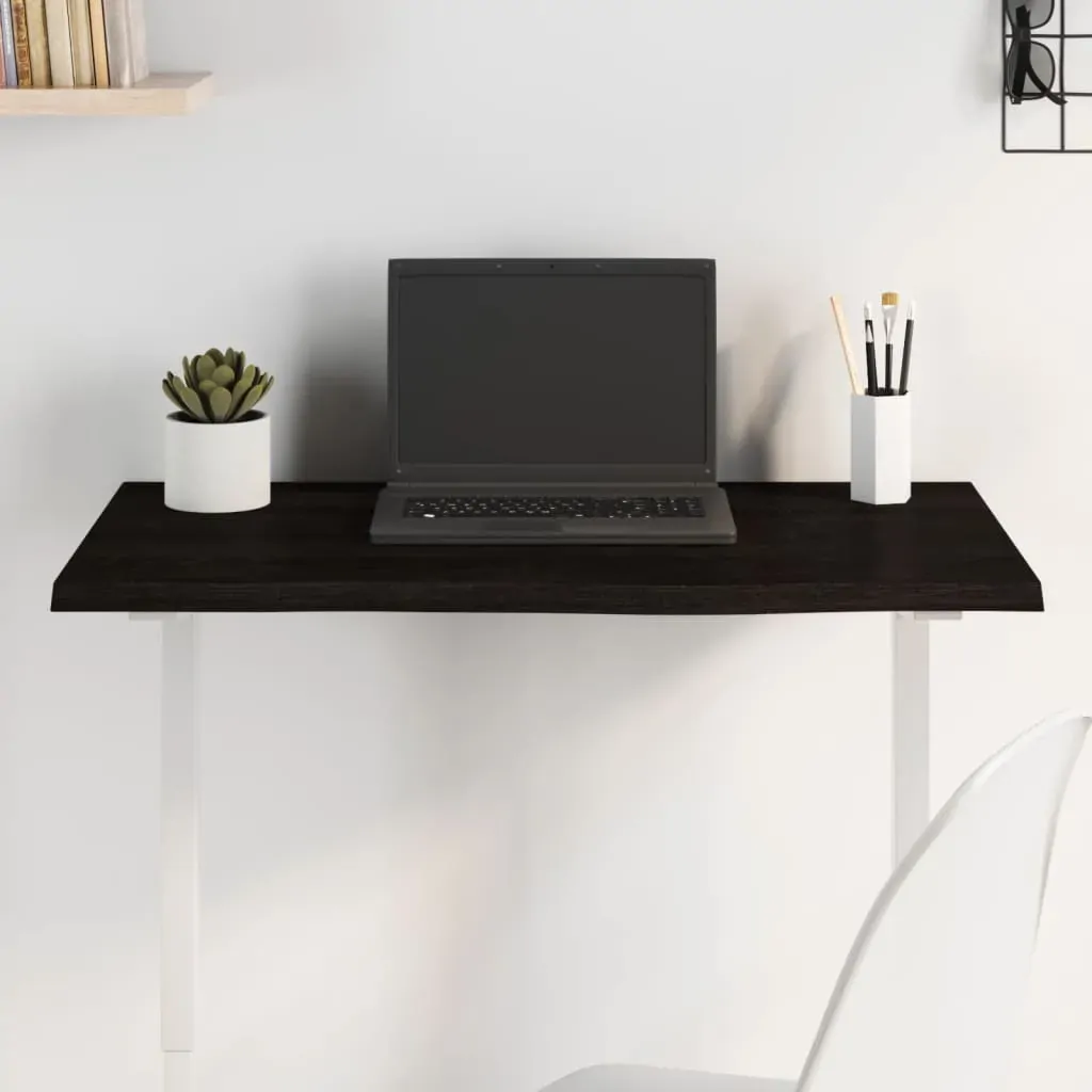 Table Top Dark Brown 80x40x2 cm Treated Solid Wood Oak Table Top Dark Brown 80x40x2 cm Treated Solid Wood Oak