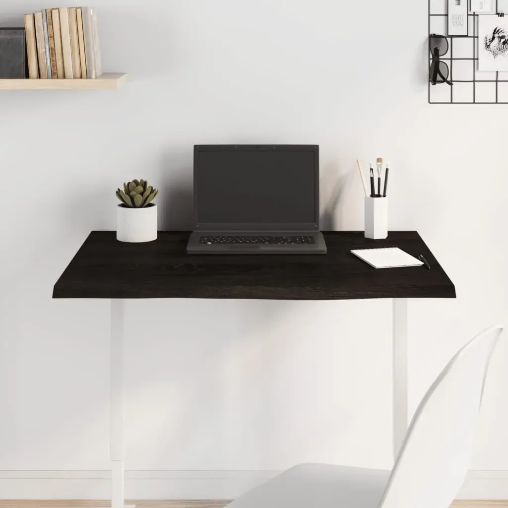 Table Top Dark Brown 80x60x2 cm Treated Solid Wood Oak Table Top Dark Brown 80x60x2 cm Treated Solid Wood Oak