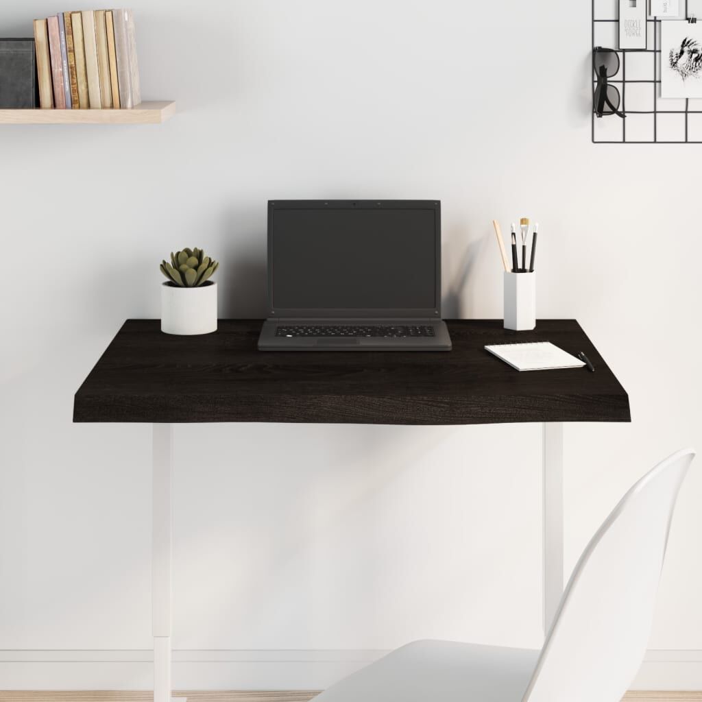 Table Top Dark Brown 100x40x2 cm Treated Solid Wood Oak Table Top Dark Brown 100x40x2 cm Treated Solid Wood Oak