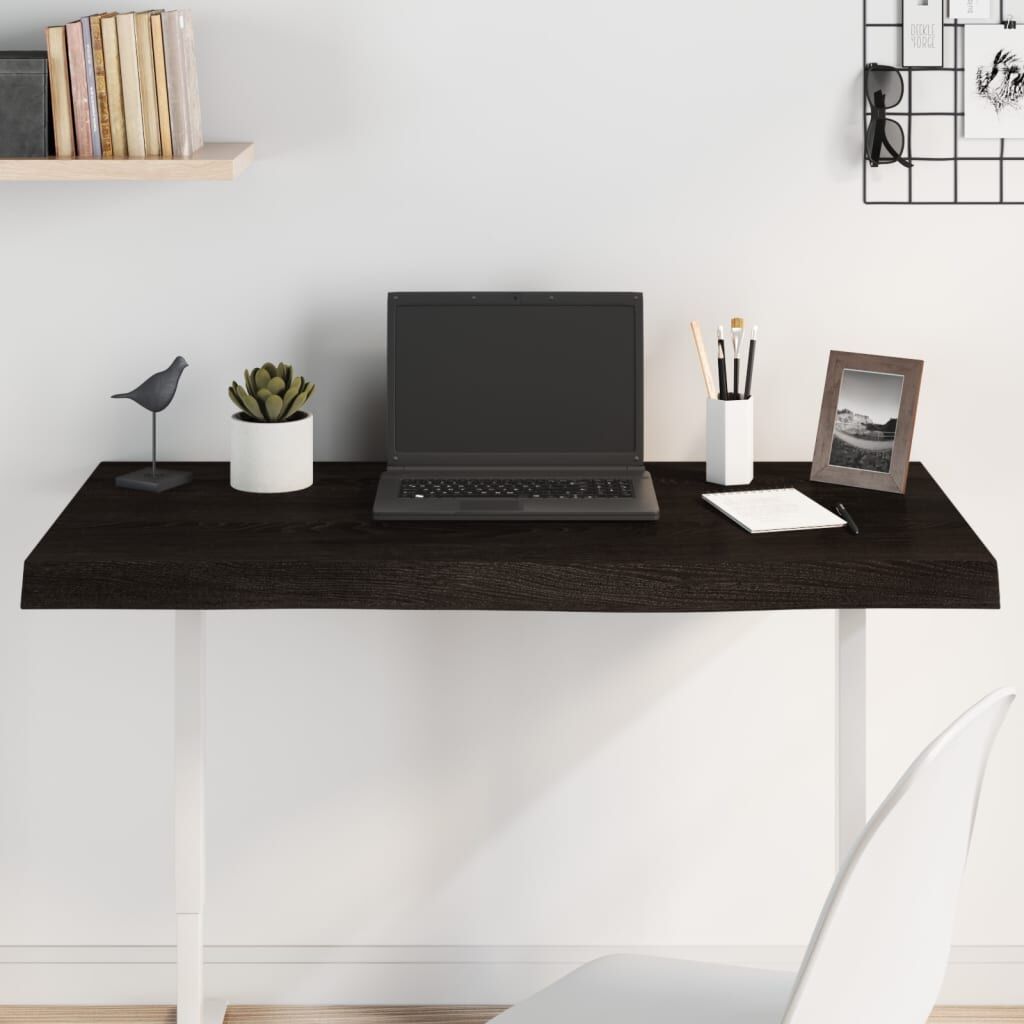 Table Top Dark Brown 100x40x6 cm Treated Solid Wood Oak Table Top Dark Brown 100x40x6 cm Treated Solid Wood Oak