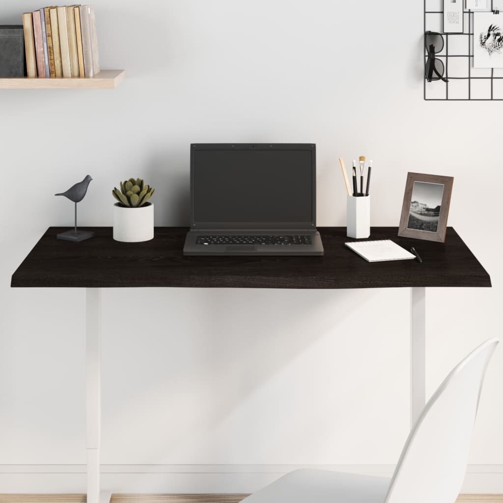 Table Top Dark Brown 100x50x2 cm Treated Solid Wood Oak Table Top Dark Brown 100x50x2 cm Treated Solid Wood Oak