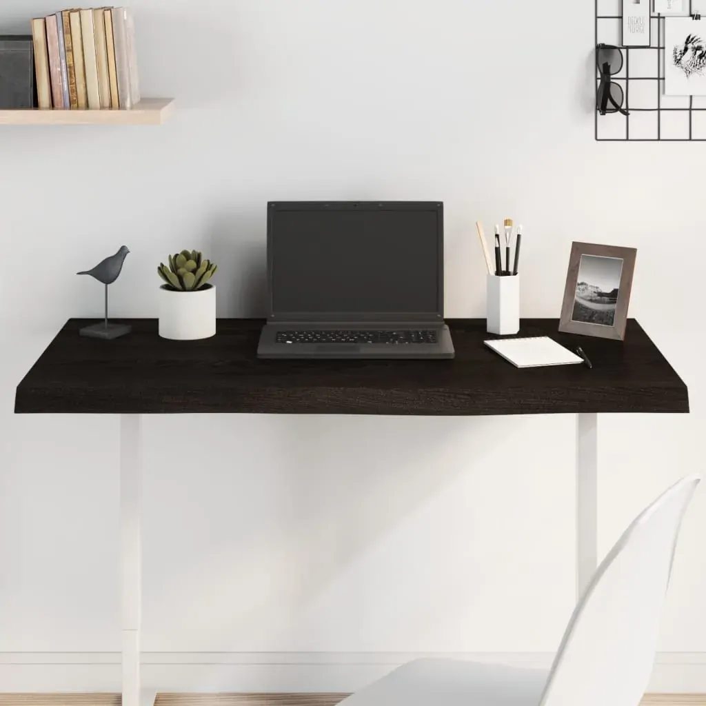 Table Top Dark Brown 100x60x2 cm Treated Solid Wood Oak Table Top Dark Brown 100x60x2 cm Treated Solid Wood Oak