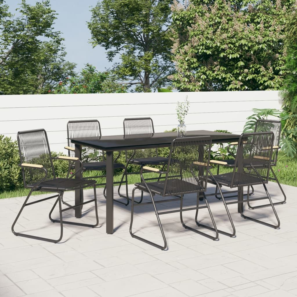 7 Piece Garden Dining Set Black PVC Rattan 7 Piece Garden Dining Set Black PVC Rattan