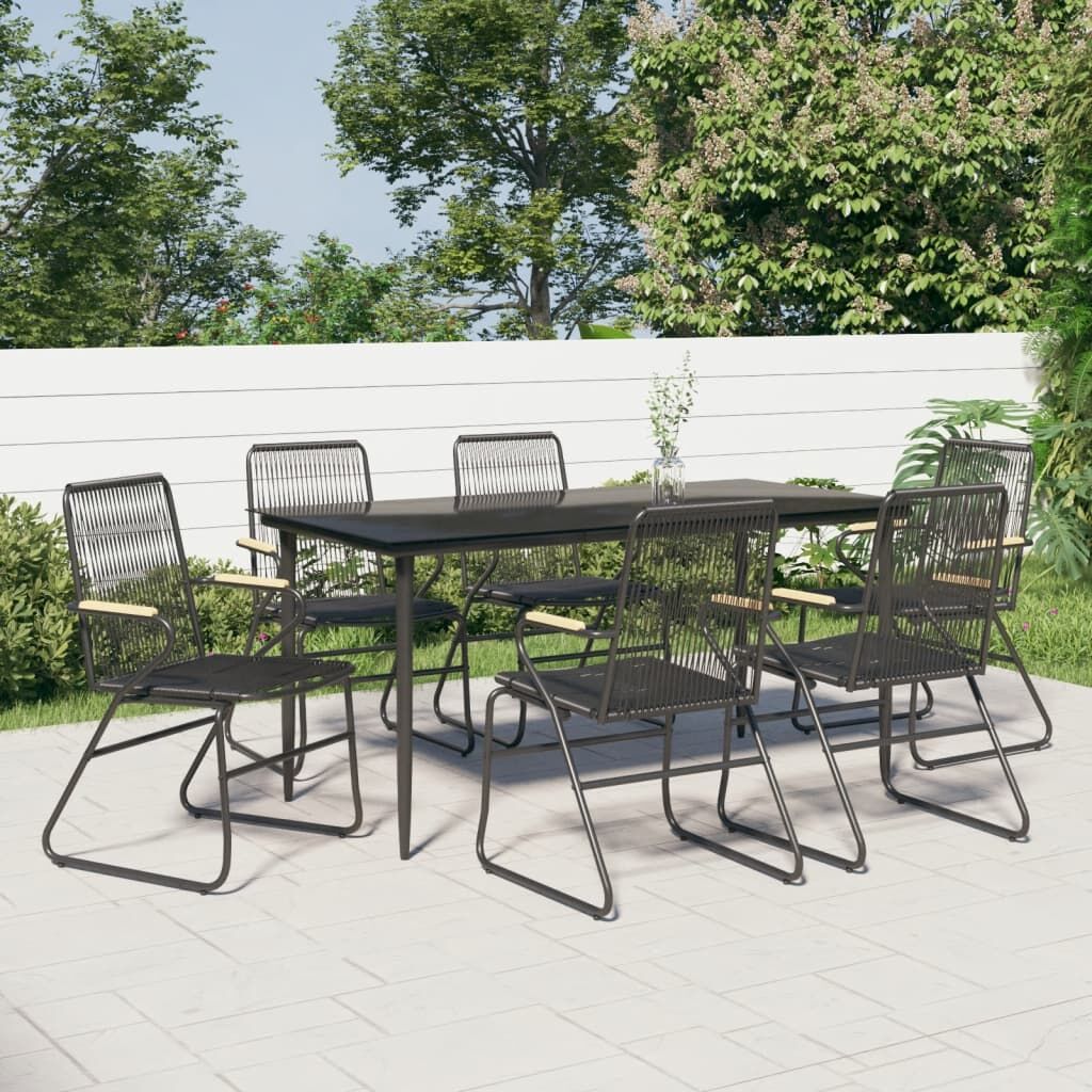 7 Piece Garden Dining Set Black PVC Rattan 7 Piece Garden Dining Set Black PVC Rattan
