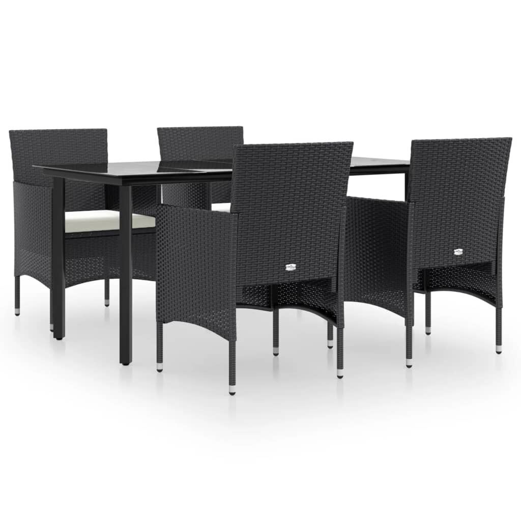 5 Piece Garden Dining Set with Cushions Black 5 Piece Garden Dining Set with Cushions Black
