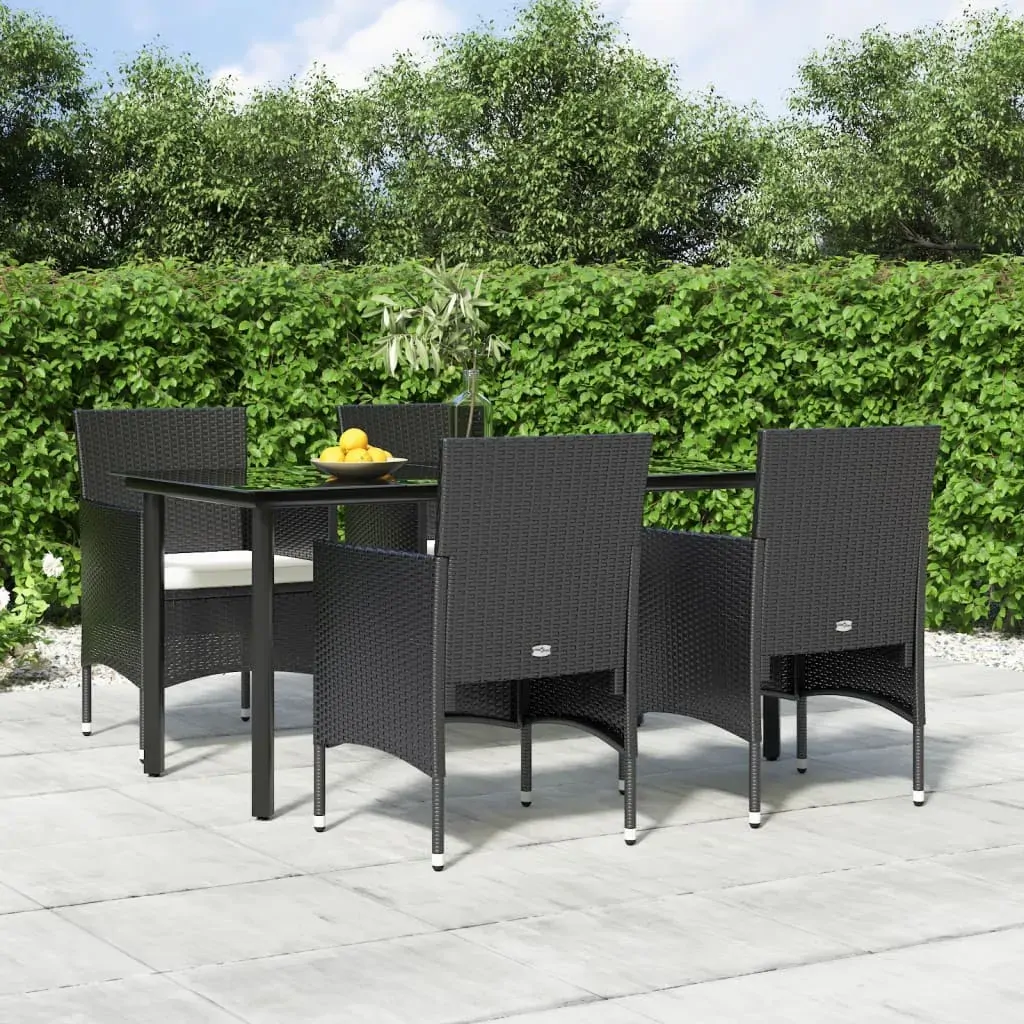 5 Piece Garden Dining Set with Cushions Black 5 Piece Garden Dining Set with Cushions Black