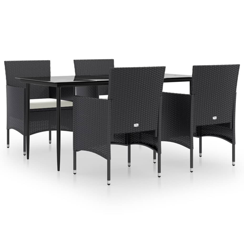 5 Piece Garden Dining Set with Cushions Black 5 Piece Garden Dining Set with Cushions Black