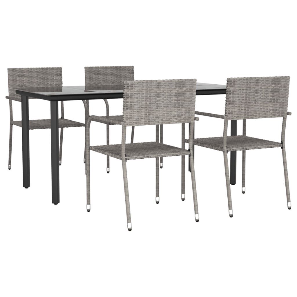 5 Piece Garden Dining Set Grey Poly Rattan 5 Piece Garden Dining Set Grey Poly Rattan