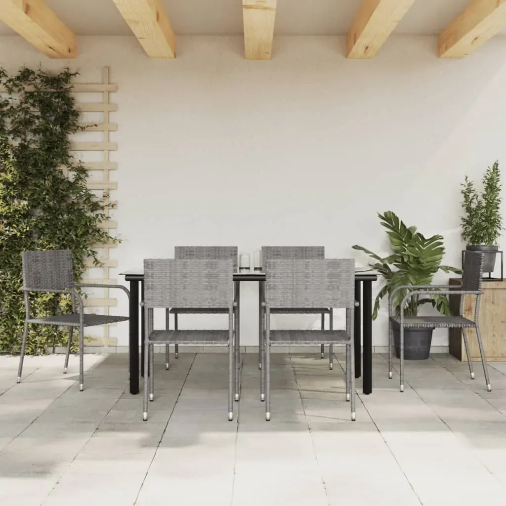 7 Piece Garden Dining Set Grey Poly Rattan 7 Piece Garden Dining Set Grey Poly Rattan