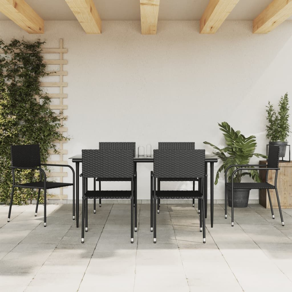 7 Piece Garden Dining Set Black Poly Rattan 7 Piece Garden Dining Set Black Poly Rattan