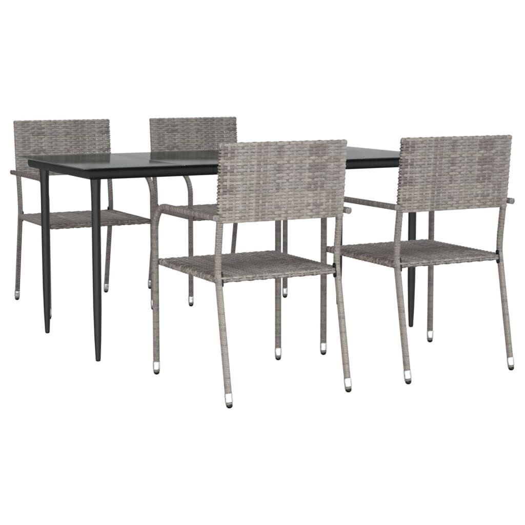 5 Piece Garden Dining Set Grey Poly Rattan 5 Piece Garden Dining Set Grey Poly Rattan