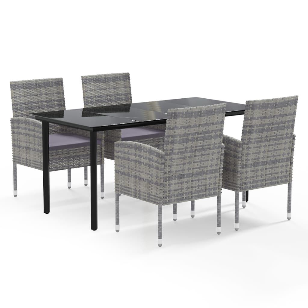 5 Piece Garden Dining Set with Cushions Anthracite Poly Rattan 5 Piece Garden Dining Set with Cushions Anthracite Poly Rattan