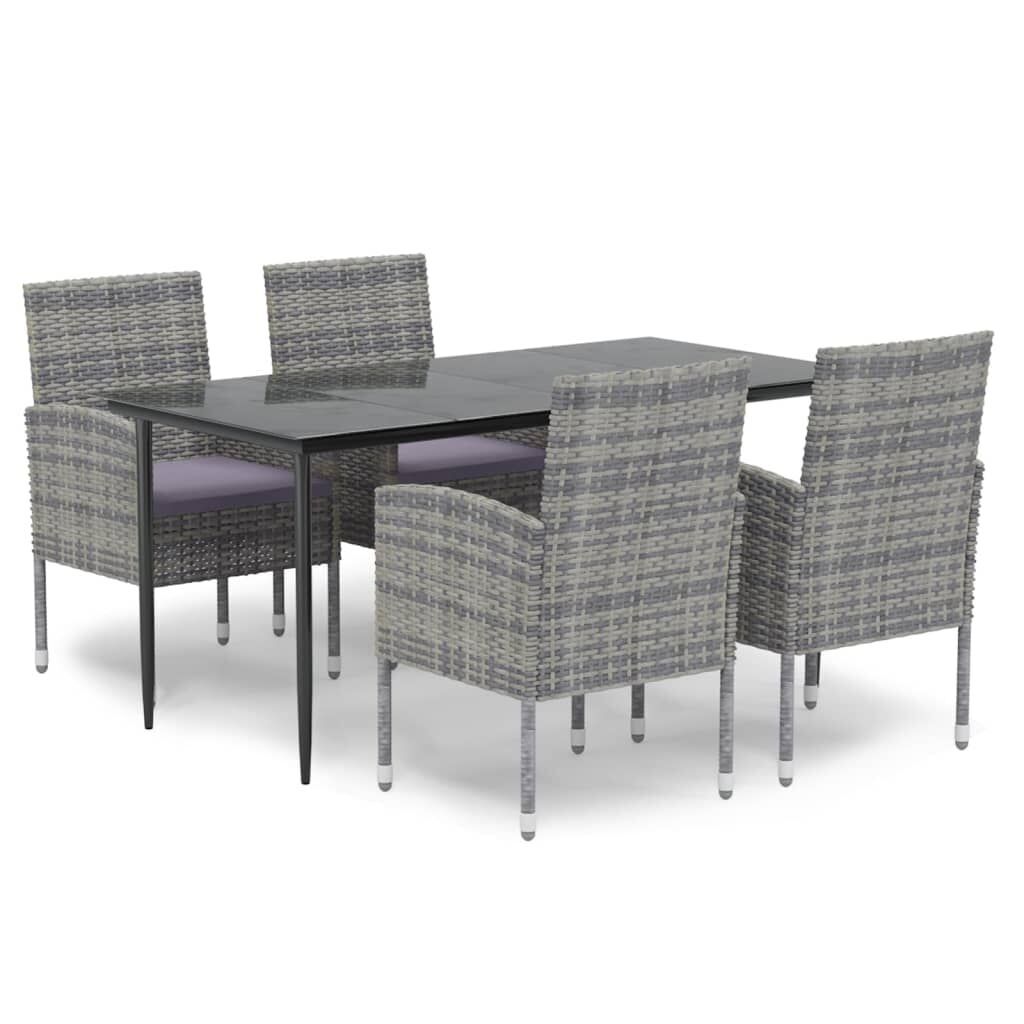 5 Piece Garden Dining Set with Cushions Anthracite Poly Rattan 5 Piece Garden Dining Set with Cushions Anthracite Poly Rattan