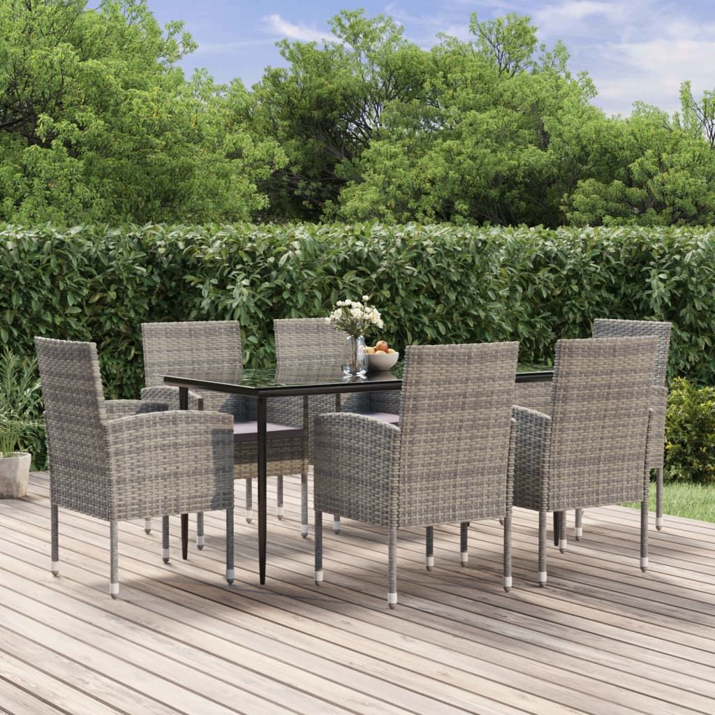 7 Piece Garden Dining Set with Cushions Anthracite Poly Rattan 7 Piece Garden Dining Set with Cushions Anthracite Poly Rattan