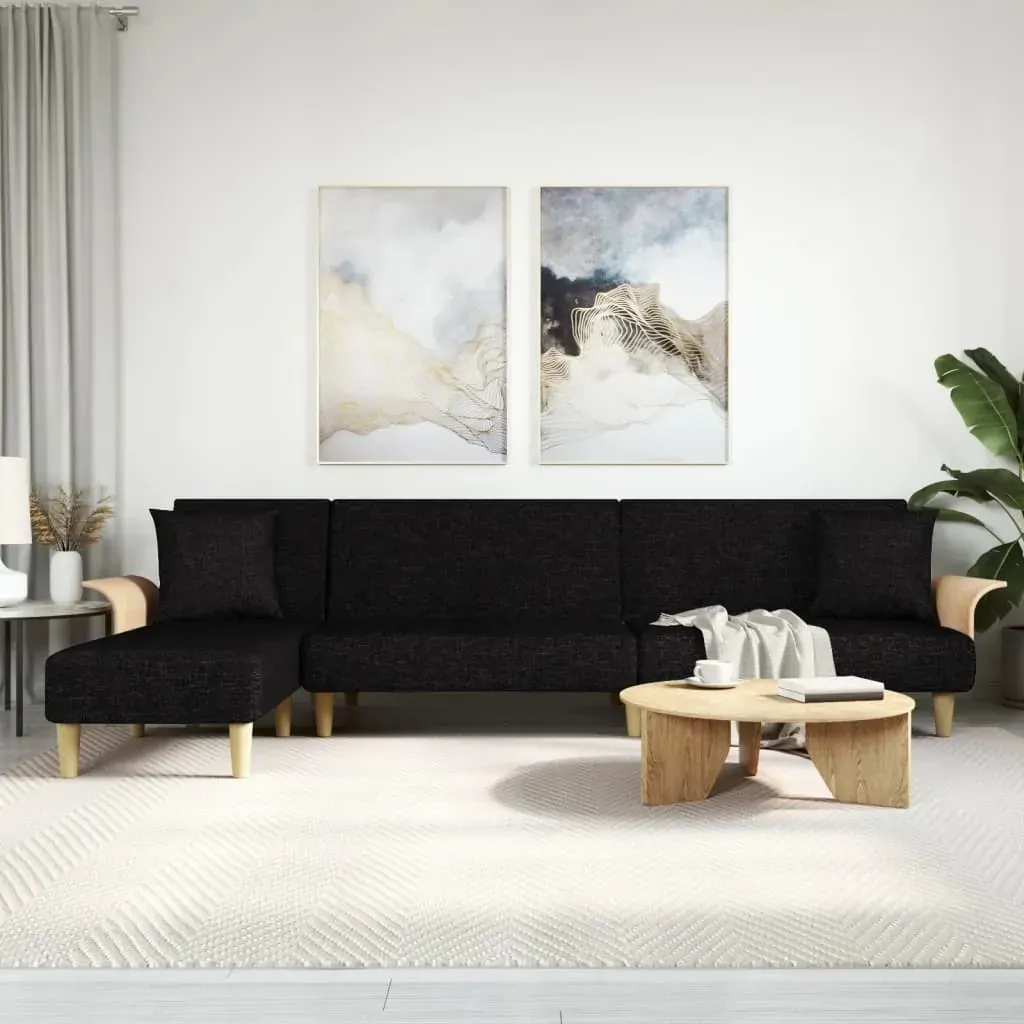 L-shaped Sofa Bed Black 279x140x70 cm Fabric L-shaped Sofa Bed Black 279x140x70 cm Fabric