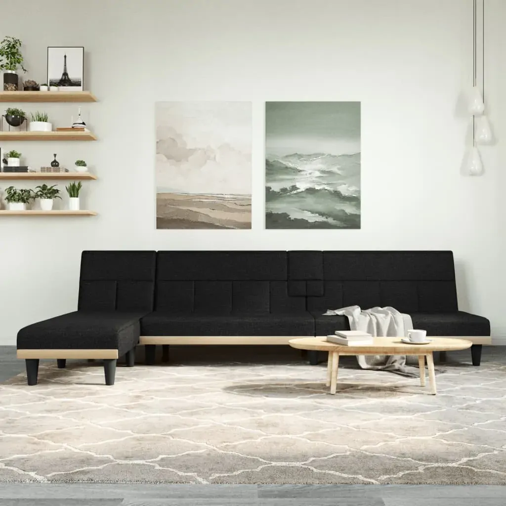 L-shaped Sofa Bed Black 255x140x70 cm Fabric L-shaped Sofa Bed Black 255x140x70 cm Fabric