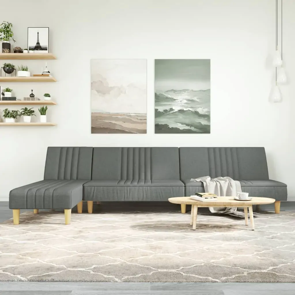 L-shaped Sofa Bed Dark Grey 255x140x70 cm Fabric L-shaped Sofa Bed Dark Grey 255x140x70 cm Fabric