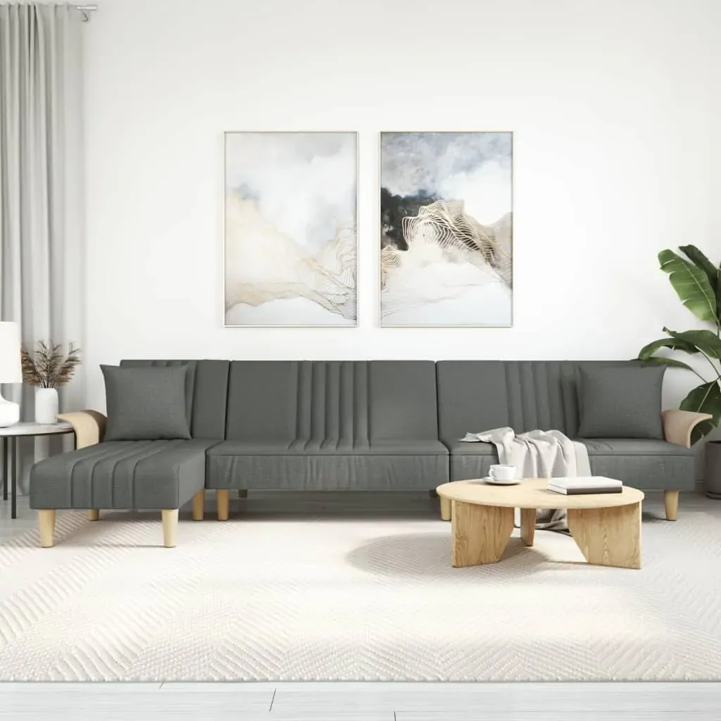 L-shaped Sofa Bed Dark Grey 279x140x70 cm Fabric L-shaped Sofa Bed Dark Grey 279x140x70 cm Fabric