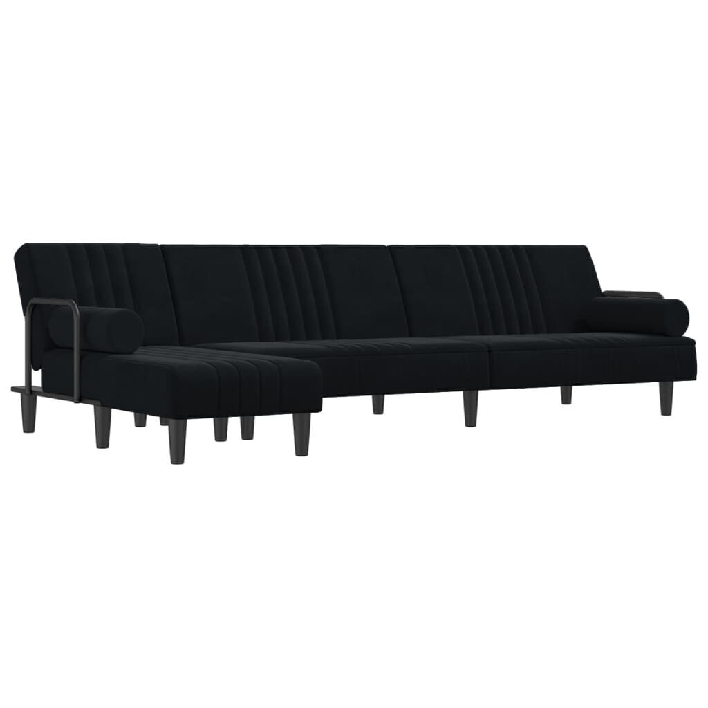 L-shaped Sofa Bed Black 260x140x70 cm Velvet L-shaped Sofa Bed Black 260x140x70 cm Velvet