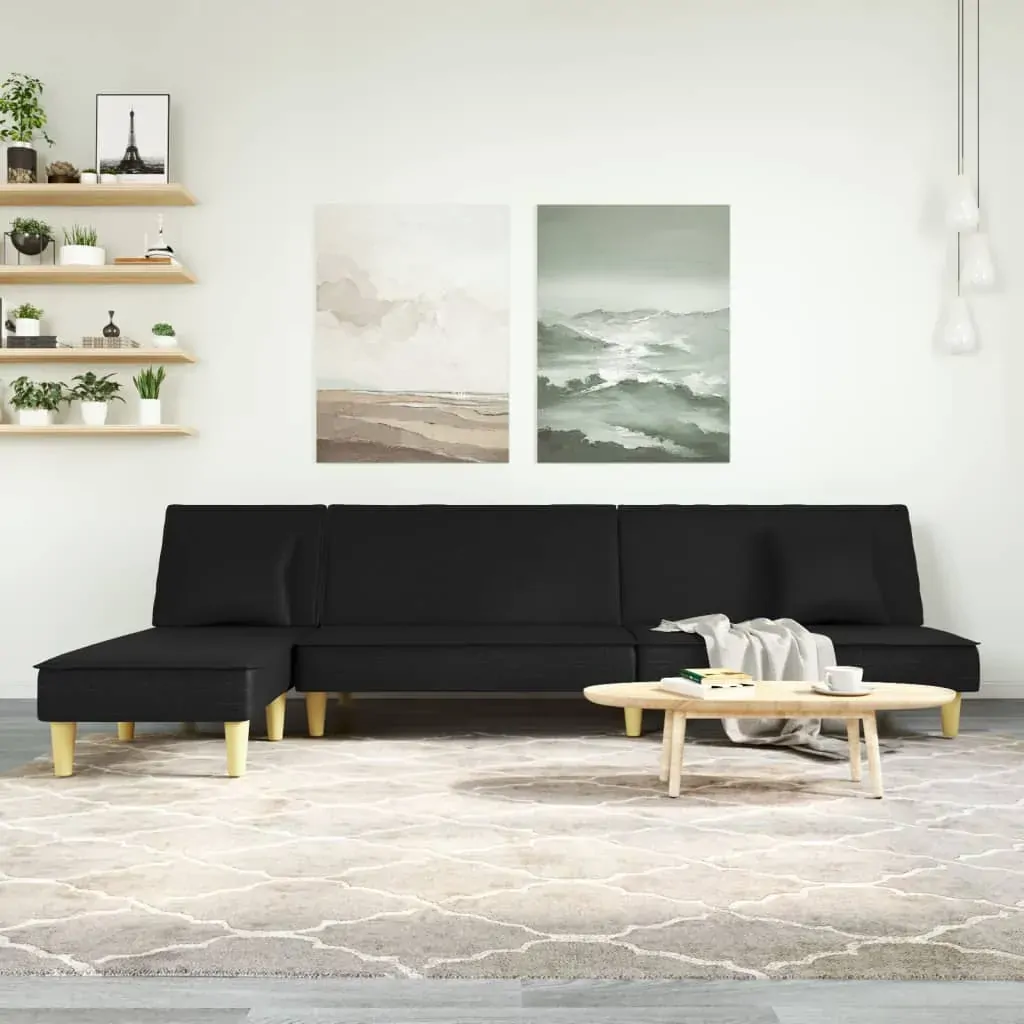 L-shaped Sofa Bed Black 255x140x70 cm Fabric L-shaped Sofa Bed Black 255x140x70 cm Fabric