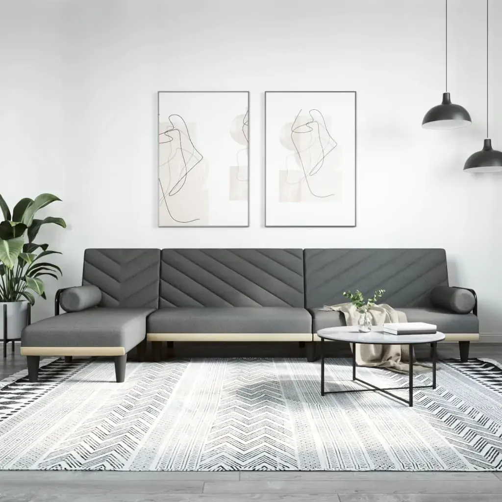 L-shaped Sofa Bed Dark Grey 260x140x70 cm Fabric L-shaped Sofa Bed Dark Grey 260x140x70 cm Fabric
