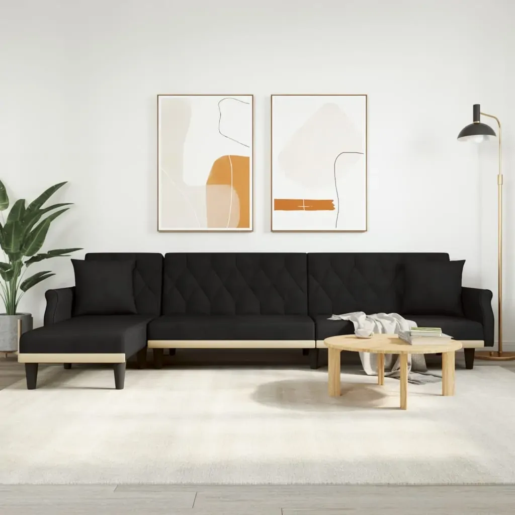 L-shaped Sofa Bed Black 271x140x70 cm Velvet L-shaped Sofa Bed Black 271x140x70 cm Velvet