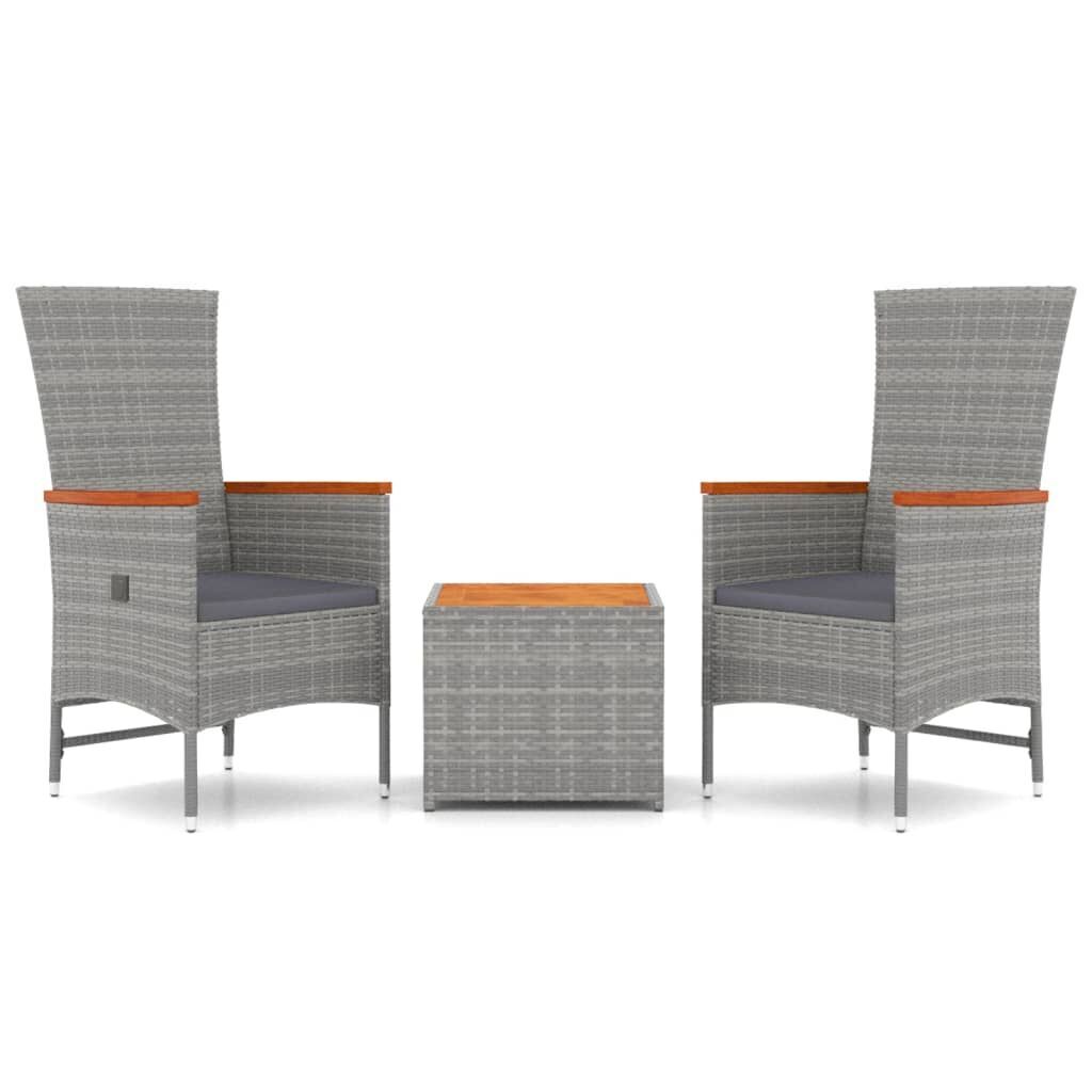 3 Piece Garden Lounge Set Grey Poly Rattan&Solid Wood Acacia 3 Piece Garden Lounge Set Grey Poly Rattan&Solid Wood Acacia