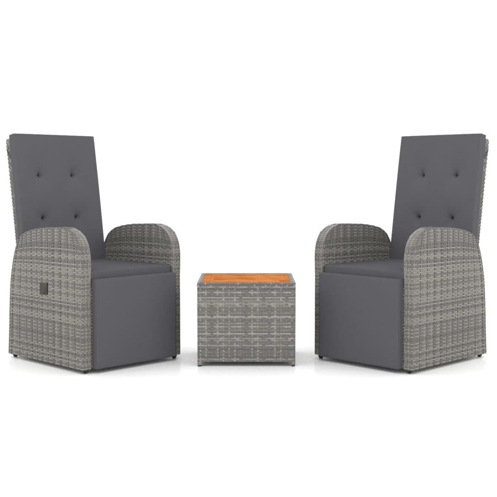 3 Piece Garden Lounge Set Grey Poly Rattan&Solid Wood Acacia 3 Piece Garden Lounge Set Grey Poly Rattan&Solid Wood Acacia