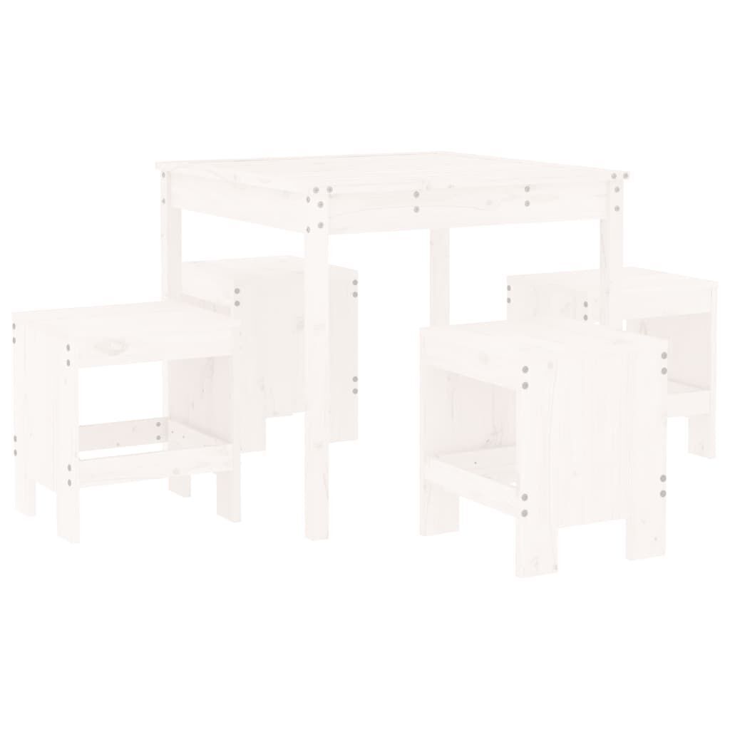 5 Piece Garden Dining Set White Solid Wood Pine 5 Piece Garden Dining Set White Solid Wood Pine