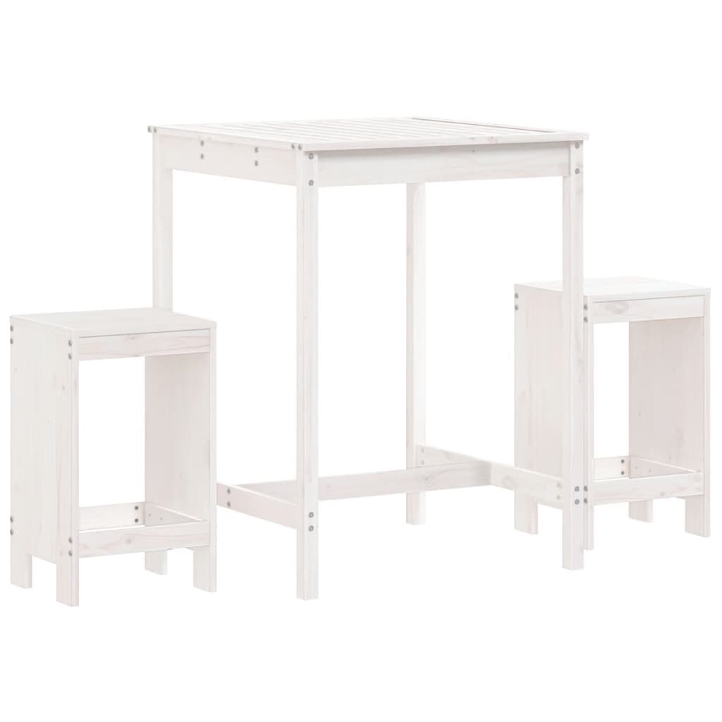 3 Piece Garden Bar Set White Solid Wood Pine 3 Piece Garden Bar Set White Solid Wood Pine