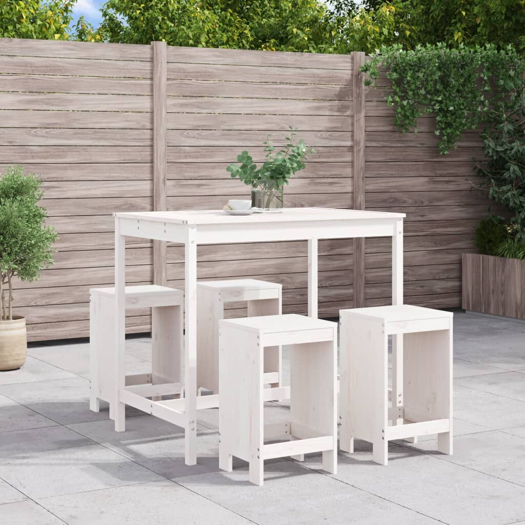 5 Piece Garden Bar Set White Solid Wood Pine 5 Piece Garden Bar Set White Solid Wood Pine