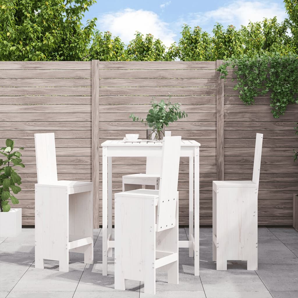 5 Piece Garden Bar Set White Solid Wood Pine 5 Piece Garden Bar Set White Solid Wood Pine