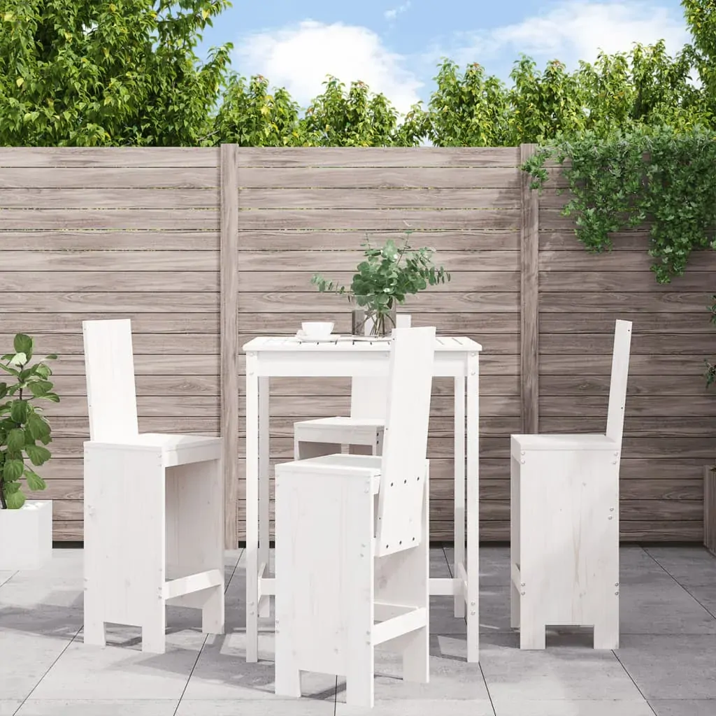 5 Piece Garden Bar Set White Solid Wood Pine 5 Piece Garden Bar Set White Solid Wood Pine