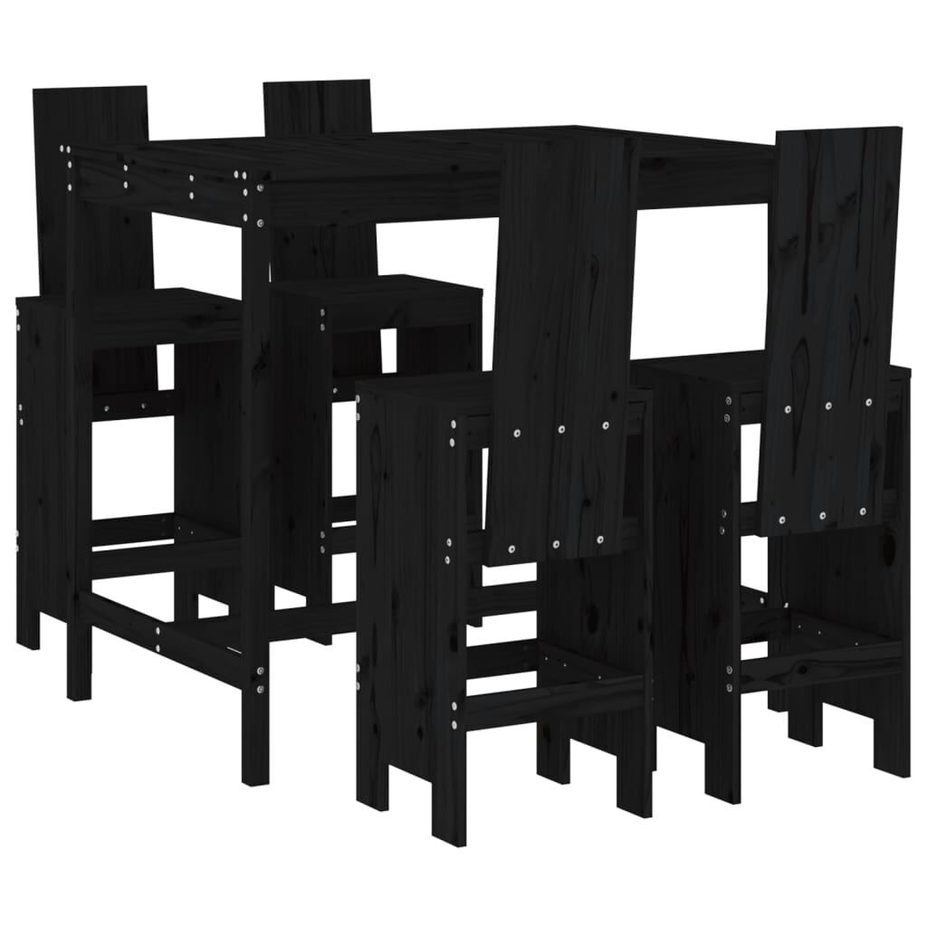 5 Piece Garden Bar Set Black Solid Wood Pine 5 Piece Garden Bar Set Black Solid Wood Pine