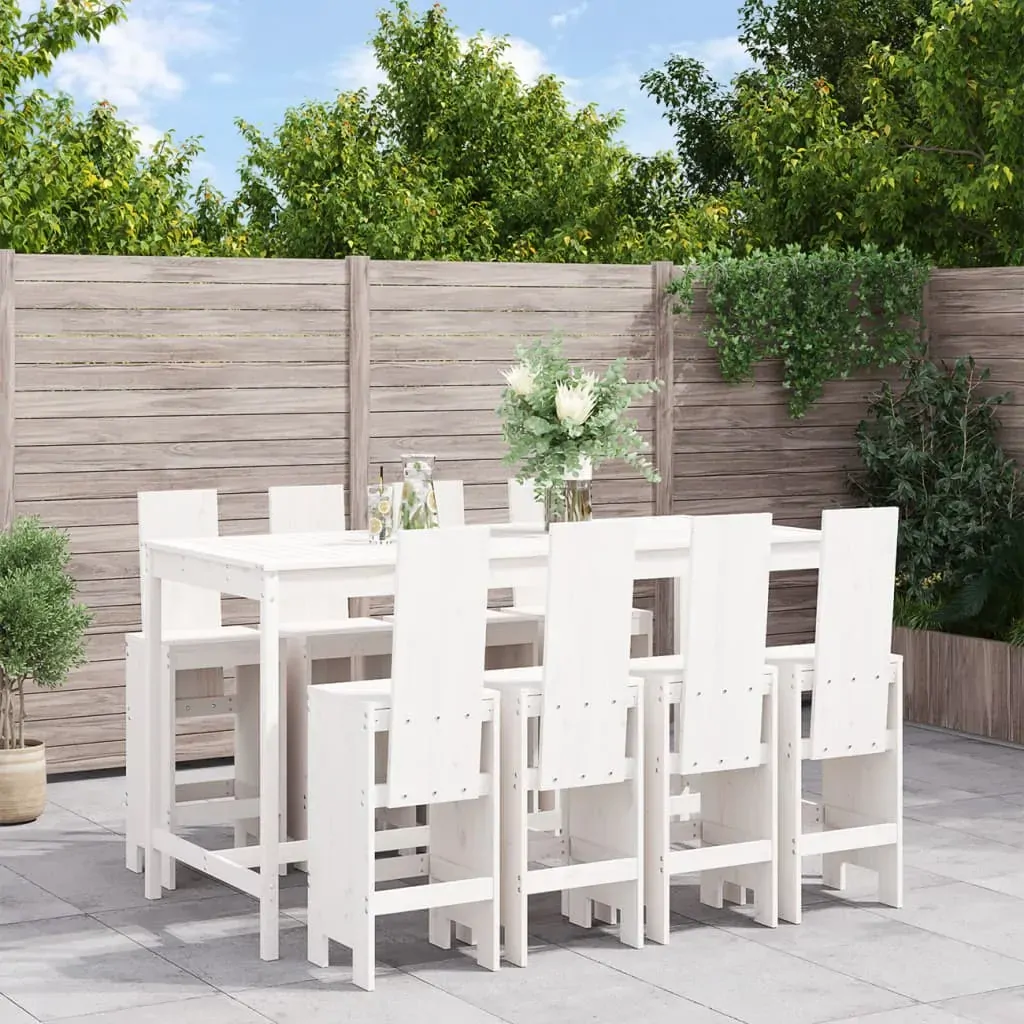 9 Piece Garden Bar Set White Solid Wood Pine 9 Piece Garden Bar Set White Solid Wood Pine