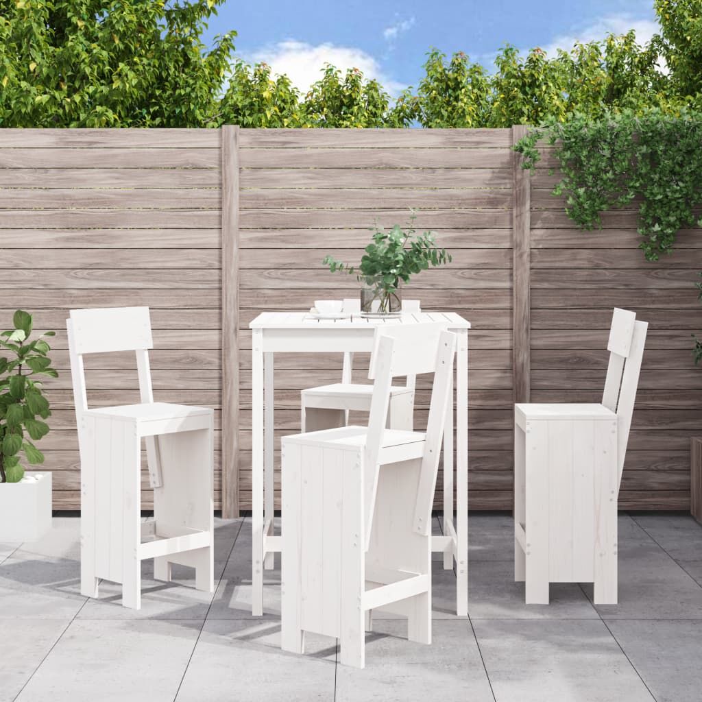 5 Piece Garden Bar Set White Solid Wood Pine 5 Piece Garden Bar Set White Solid Wood Pine