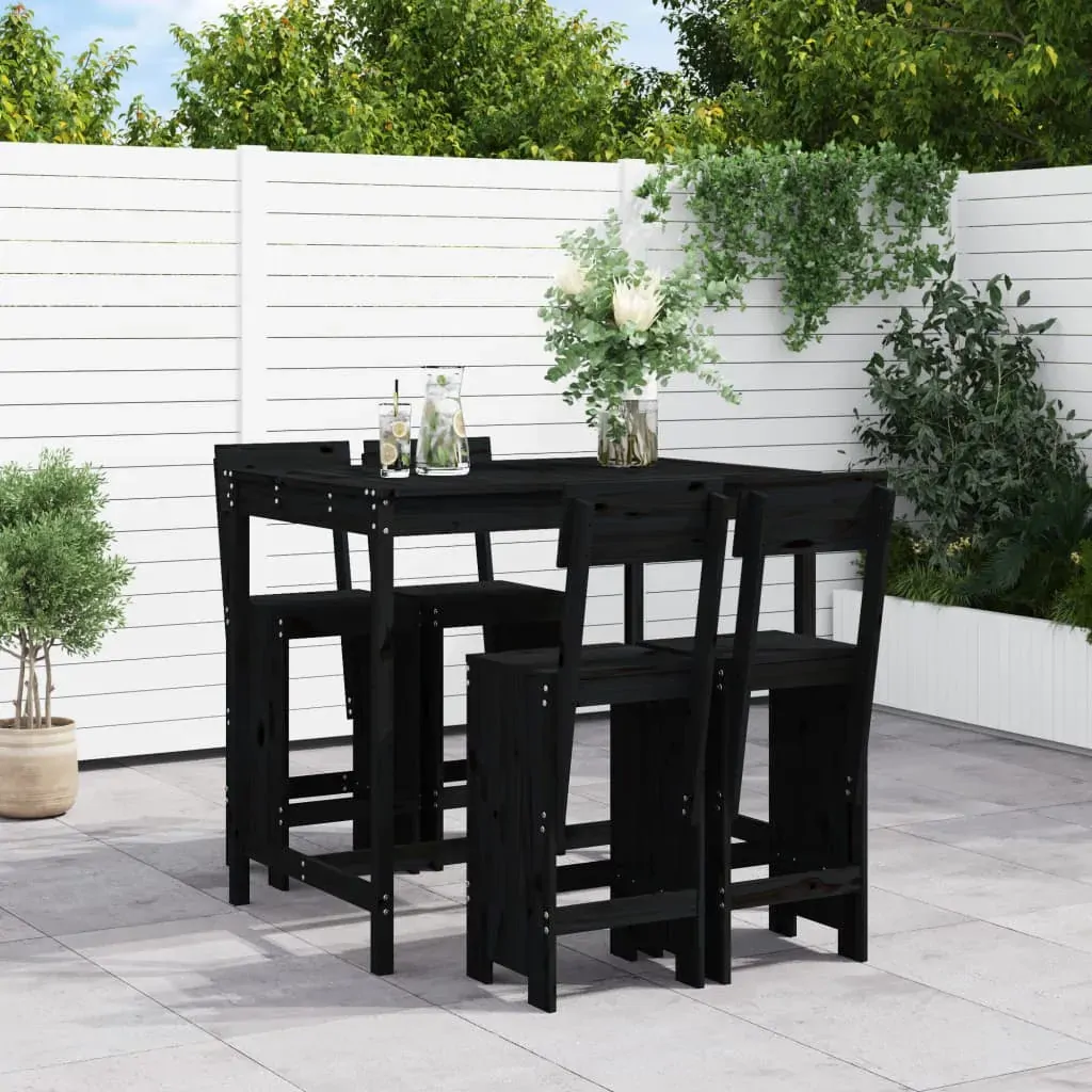 5 Piece Garden Bar Set Black Solid Wood Pine 5 Piece Garden Bar Set Black Solid Wood Pine
