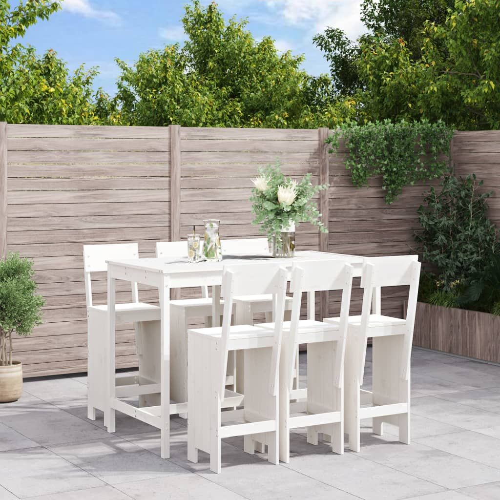 7 Piece Garden Bar Set White Solid Wood Pine 7 Piece Garden Bar Set White Solid Wood Pine
